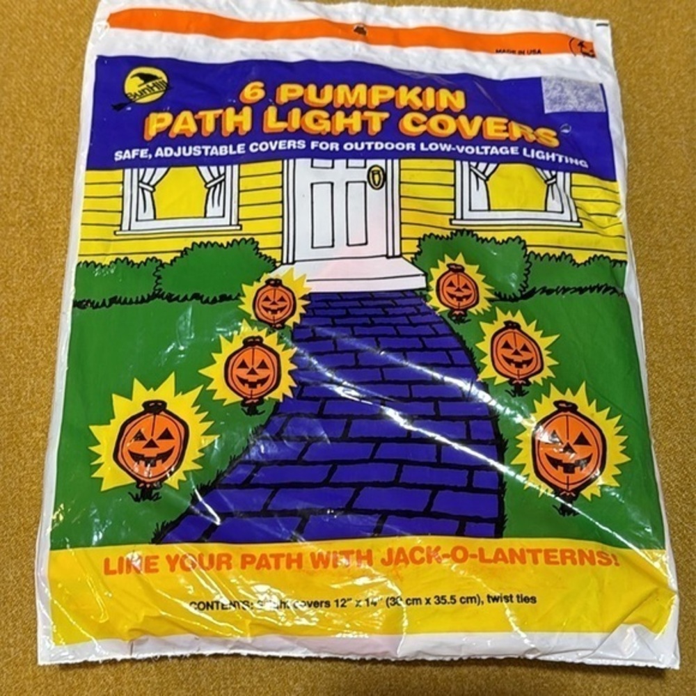 Vintage 1993 SunHill 6 Deadstock Halloween Pumpkin Adjustable Path Light Covers